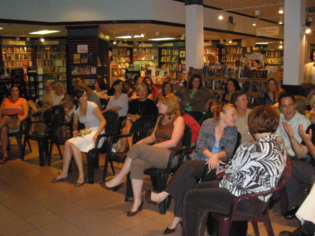 Nicola's Books staff had to set up extra chairs for the big crowd Lara drew.