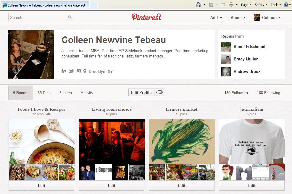 You can create a profile on Pinterest, like on Twitter or Facebook, so write a bio with terms that will help people find you when they search.