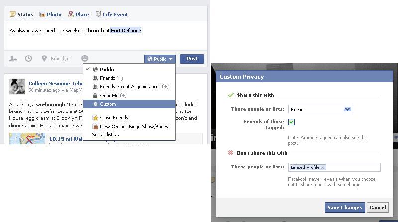 Facebook privacy settings on each post