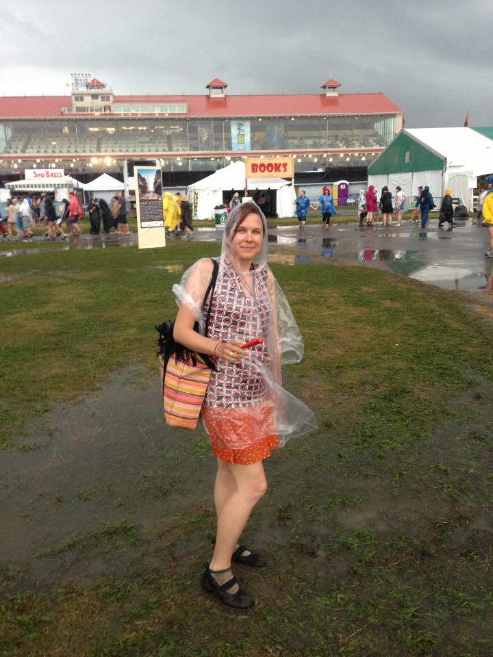 We got pretty well soaked at Jazz Fest one day this year, but we had fun making the most of it.