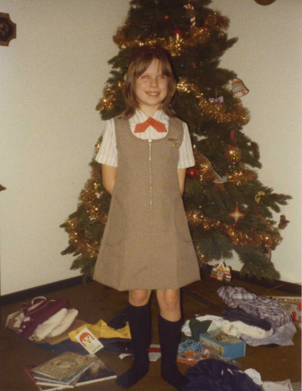 Me in my Brownie uniform, which I loved. It meant I belonged, but I'm not sure you'd swoon that a brown jumper is pretty.