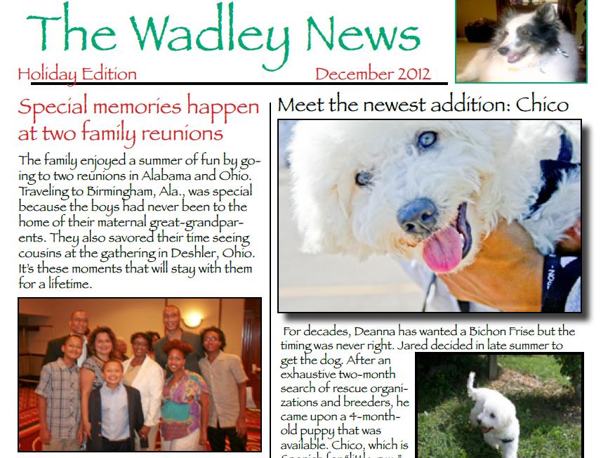 A former coworker of mine does a Christmas newsletter with photos of the whole family, including the dogs.