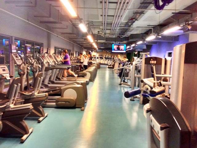 In January, I dream of a row of empty exercise machines like this.  This photo used under a Creative Commons license, courtesy of HealthGauge.