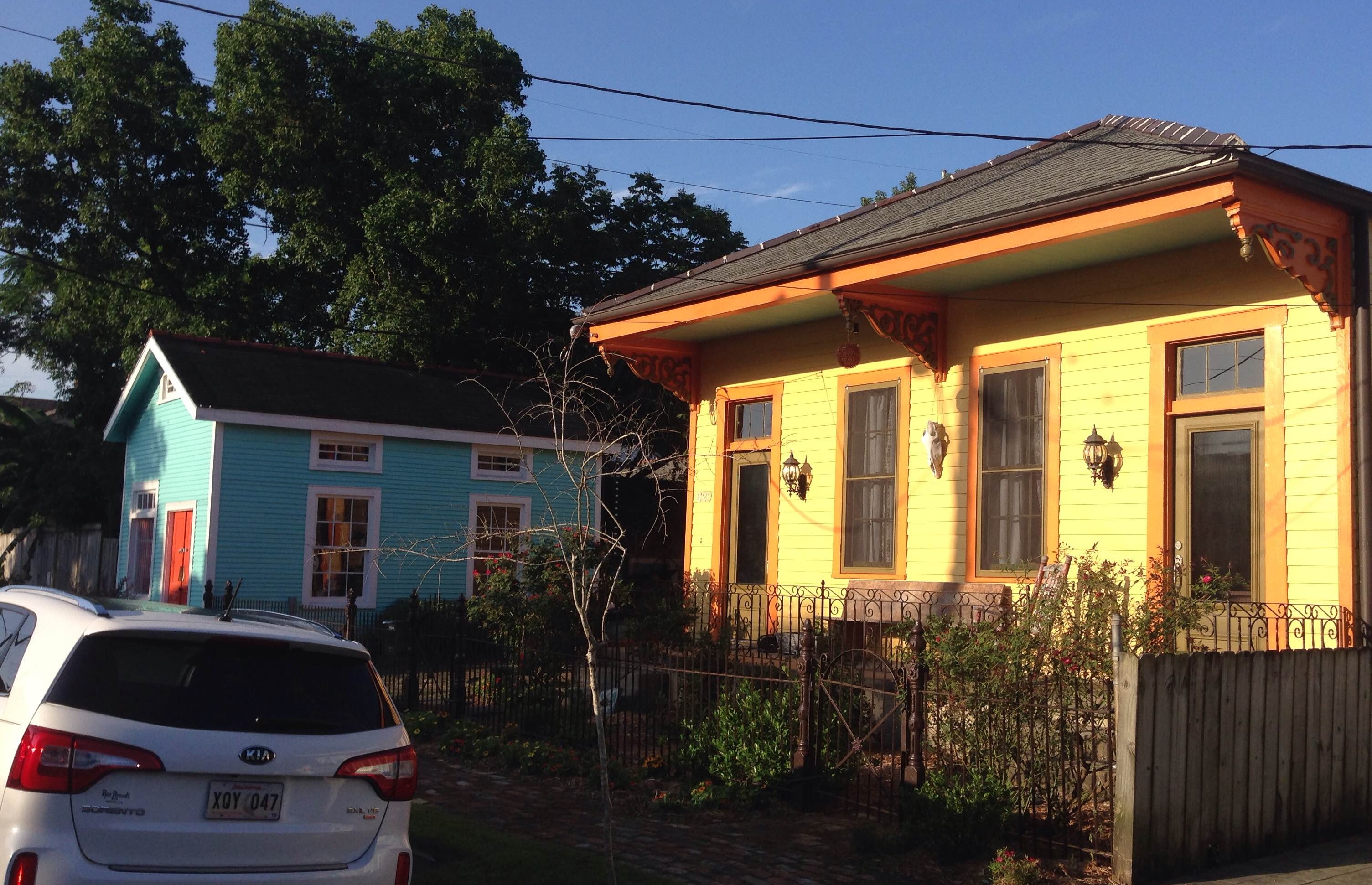 Even houses that are spare in architectural detail might get painted bright yellow or blue in New Orleans.