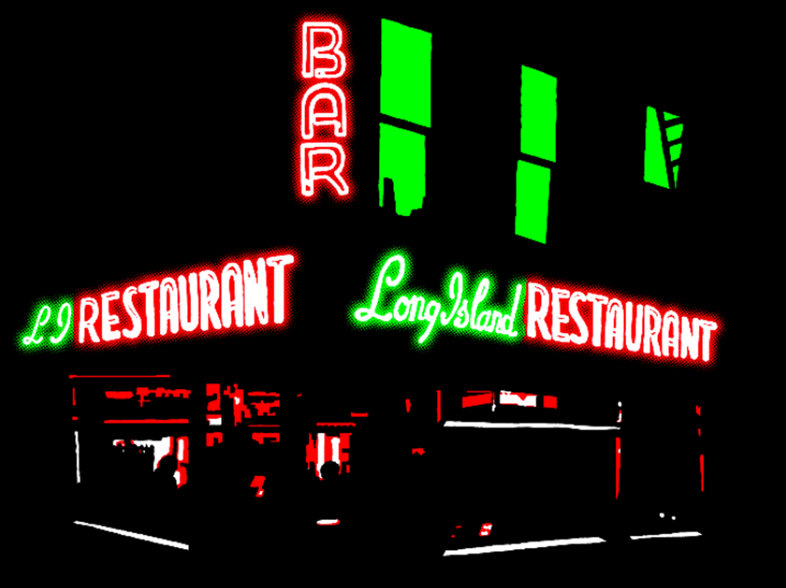 My artist husband, John Tebeau, did this artwork celebrating one of our favorite bars, the Long Island.